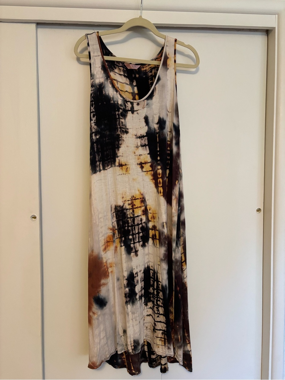 SJS Black, Brown & Cream Tie-Dye Maxi Tank Dress